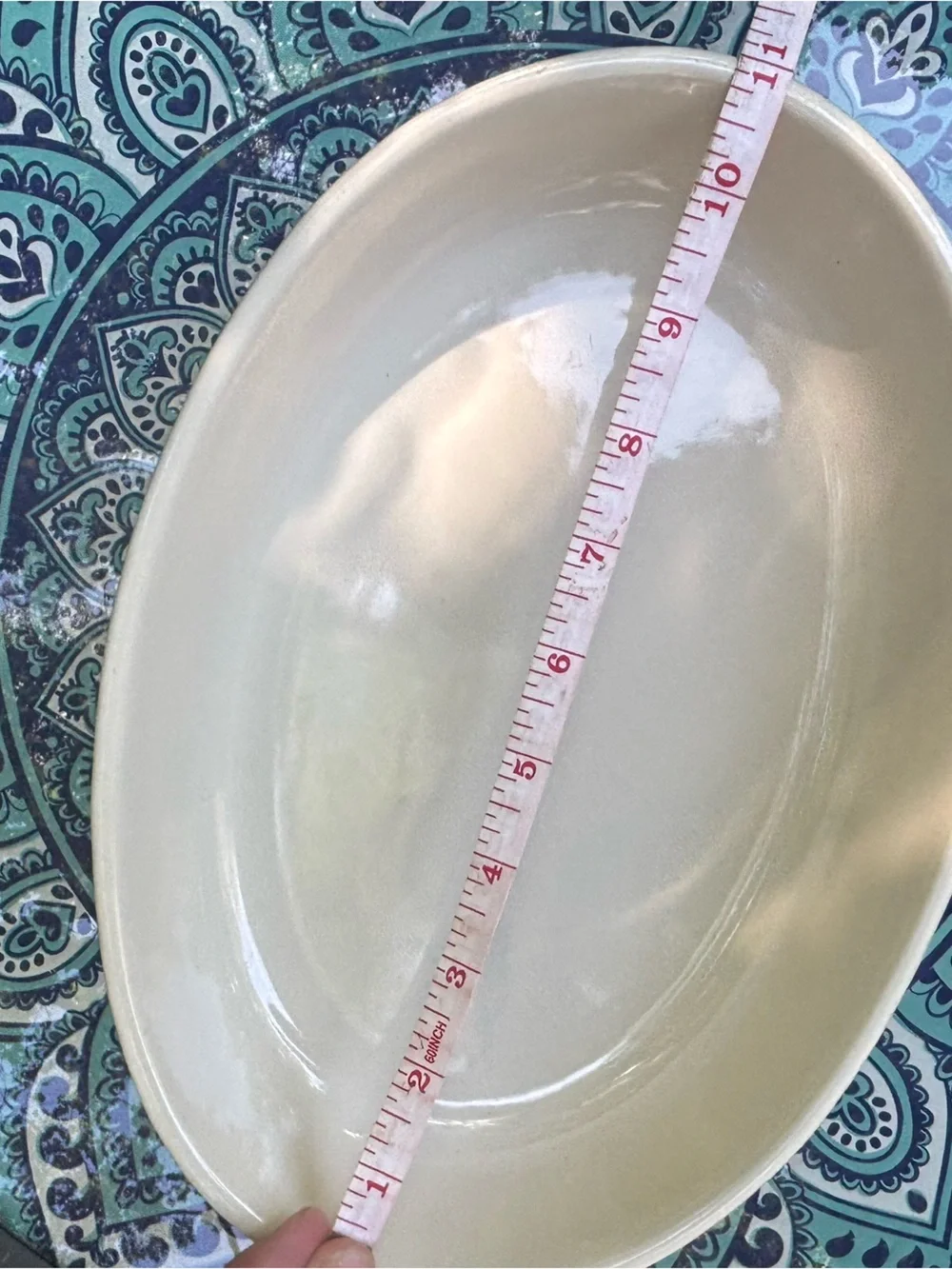 Artisan Studio Pottery 11” Oval Au Gratin Baking Serving Dish Textured Aqua Blue